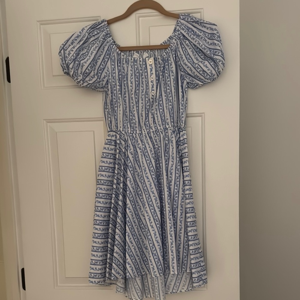 Caroline Constas Blue and White Striped Dress